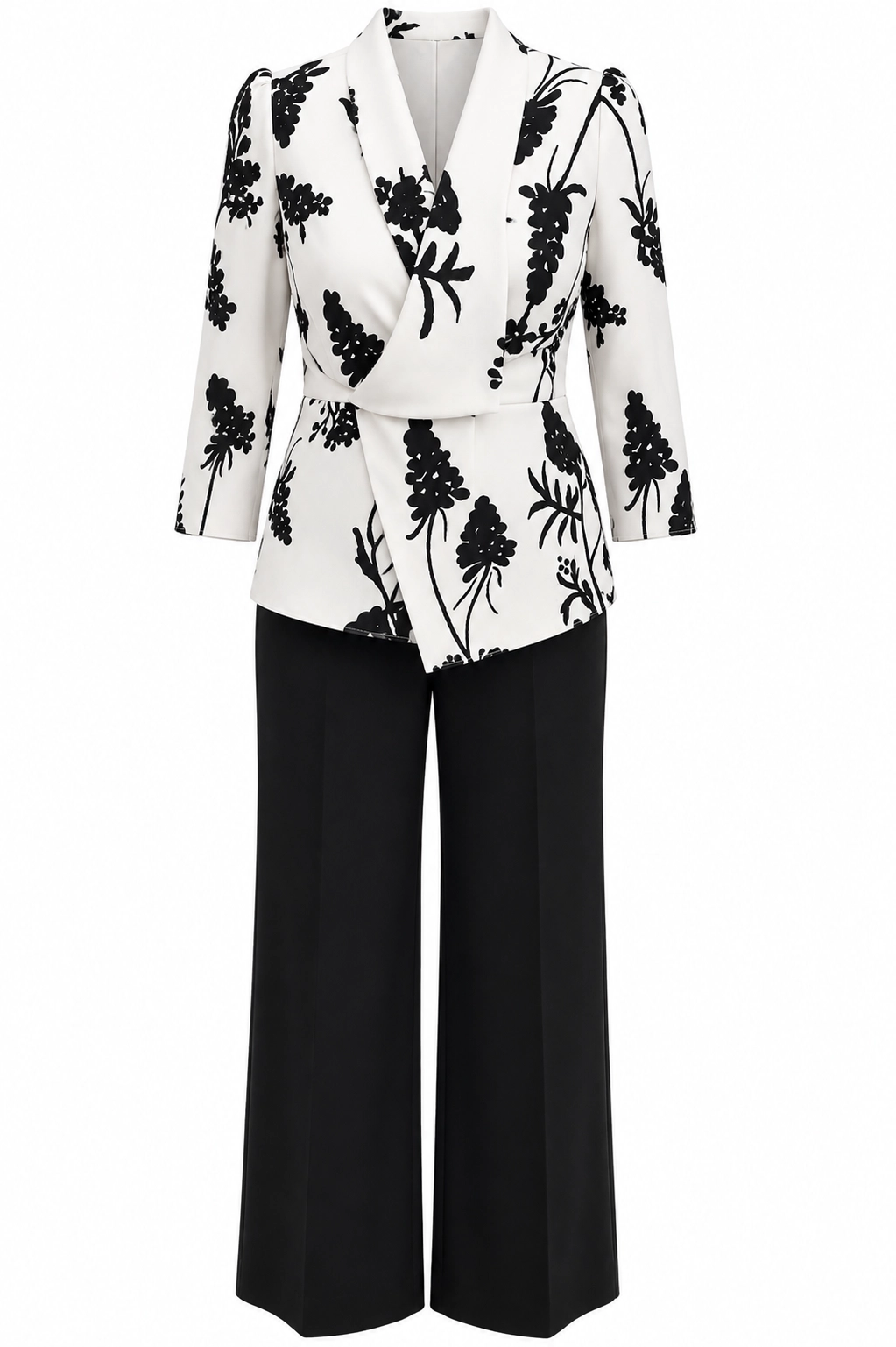 26513-negro (3) copia Conjunto de crepé estampado blanco y negro con pantalón recto