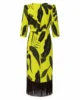 Vestido midi estampado amarillo con flecos marrones Vestido midi estampado amarillo con flecos marrones
