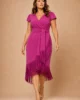 Vestido midi de flecos buganvilla con manga corta Vestido midi de flecos buganvilla con manga corta