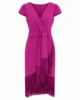 Vestido midi de flecos buganvilla con manga corta Vestido midi de flecos buganvilla con manga corta