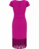 Vestido midi de flecos buganvilla con manga corta Vestido midi de flecos buganvilla con manga corta