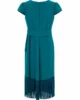 Vestido midi de flecos verde pato con manga corta Vestido midi de flecos verde pato con manga corta