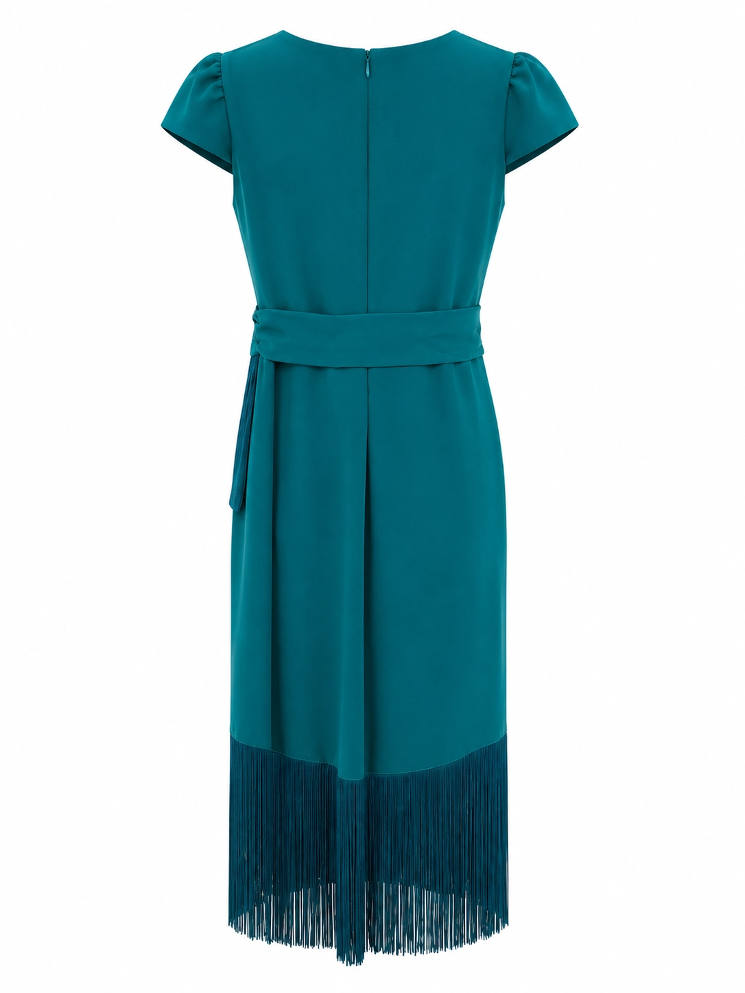 3059N-pato (2) copia Vestido midi de flecos verde pato con manga corta