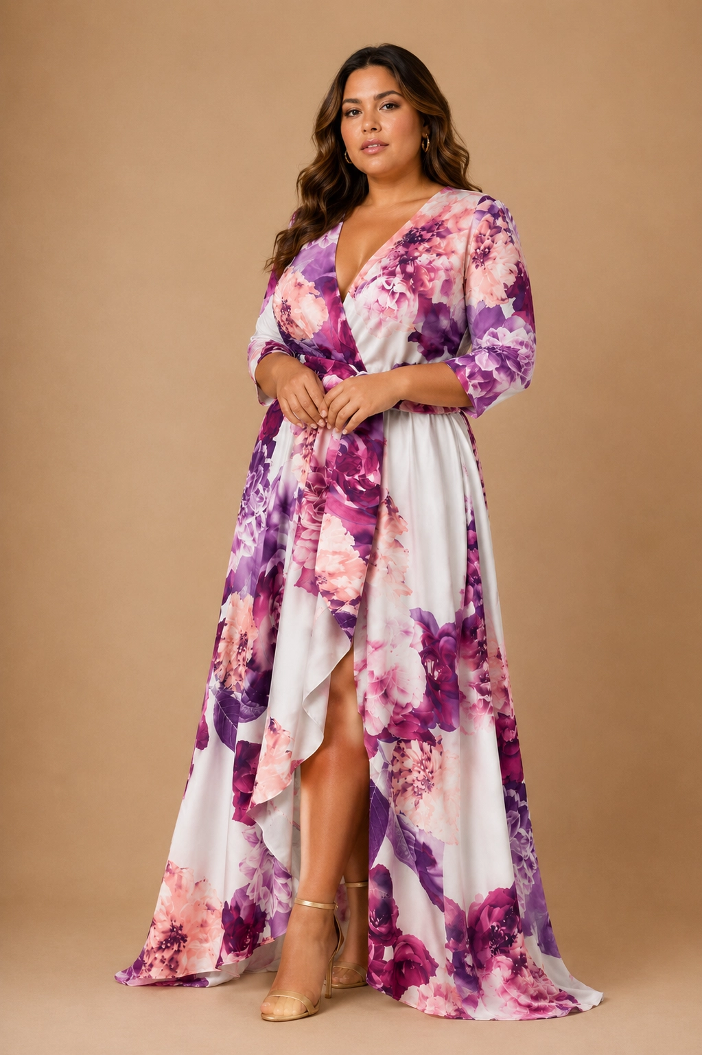 35027 (1) copia Vestido largo de invitada en gasa estampada