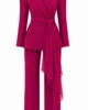 Conjunto color fresa con chaqueta cruzada y lazada Conjunto color fresa con chaqueta cruzada y lazada
