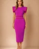 Vestido midi buganvilla con pasamanería naranja Vestido midi buganvilla con pasamanería naranja