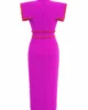 Vestido midi buganvilla con pasamanería naranja Vestido midi buganvilla con pasamanería naranja