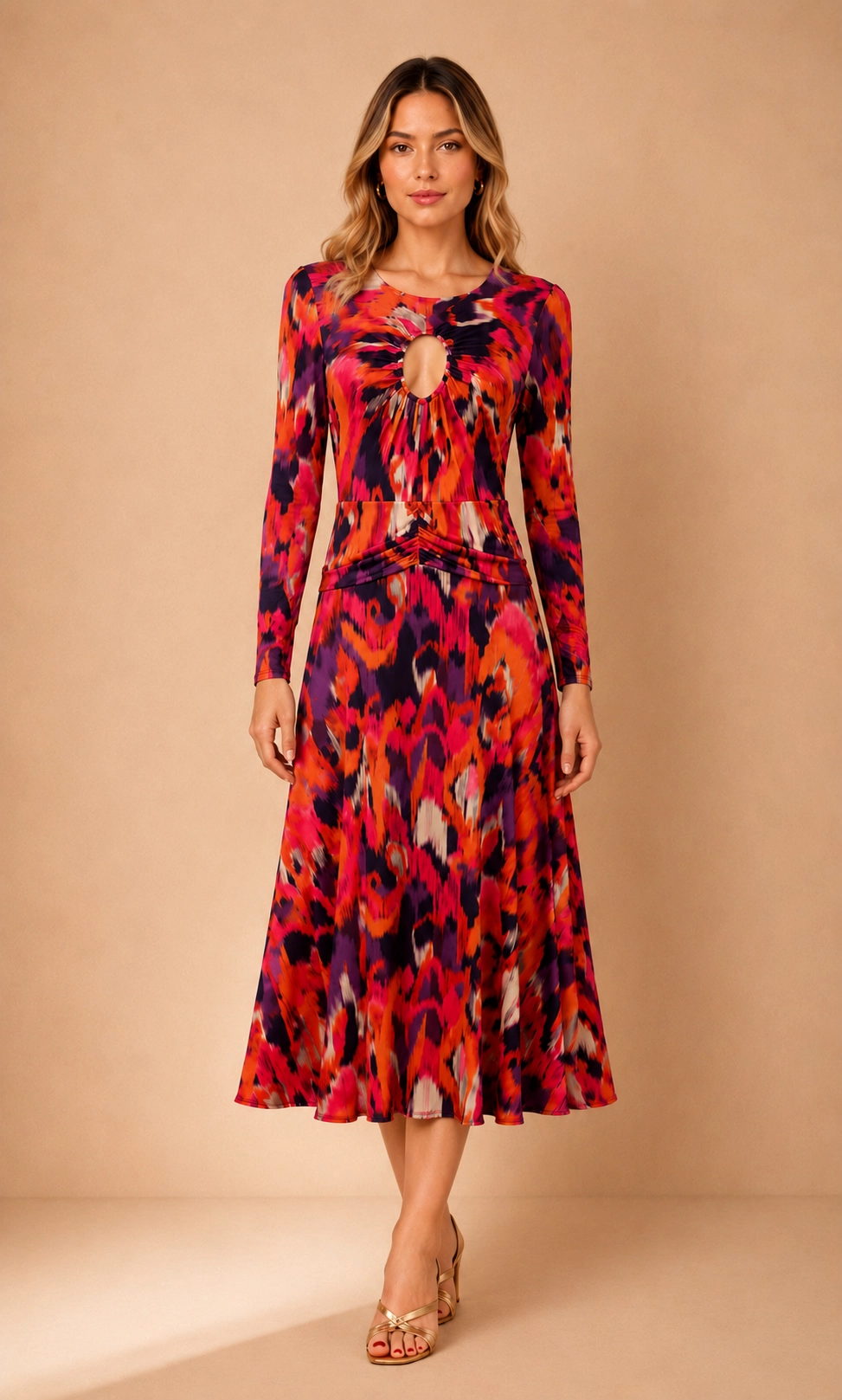 7748-1 (1) copia Vestido midi estampado de punto de seda con escote lágrima