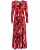 Vestido midi estampado de punto de seda con escote lágrima Vestido midi estampado de punto de seda con escote lágrima