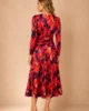 Vestido midi estampado de punto de seda con escote lágrima Vestido midi estampado de punto de seda con escote lágrima