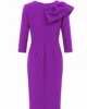 Vestido midi de crepe morado con volante de tafetán Vestido midi de crepe morado con volante de tafetán