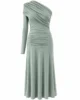Vestido midi de punto de seda verde menta asimétrico Vestido midi de punto de seda verde menta asimétrico