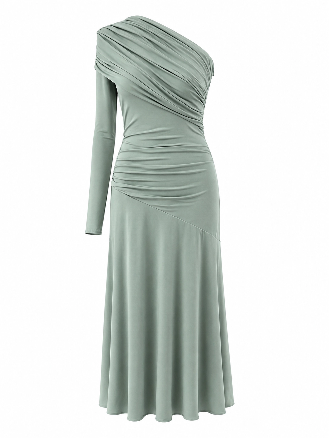 7753_verde (1) copia Vestido midi de punto de seda verde menta asimétrico