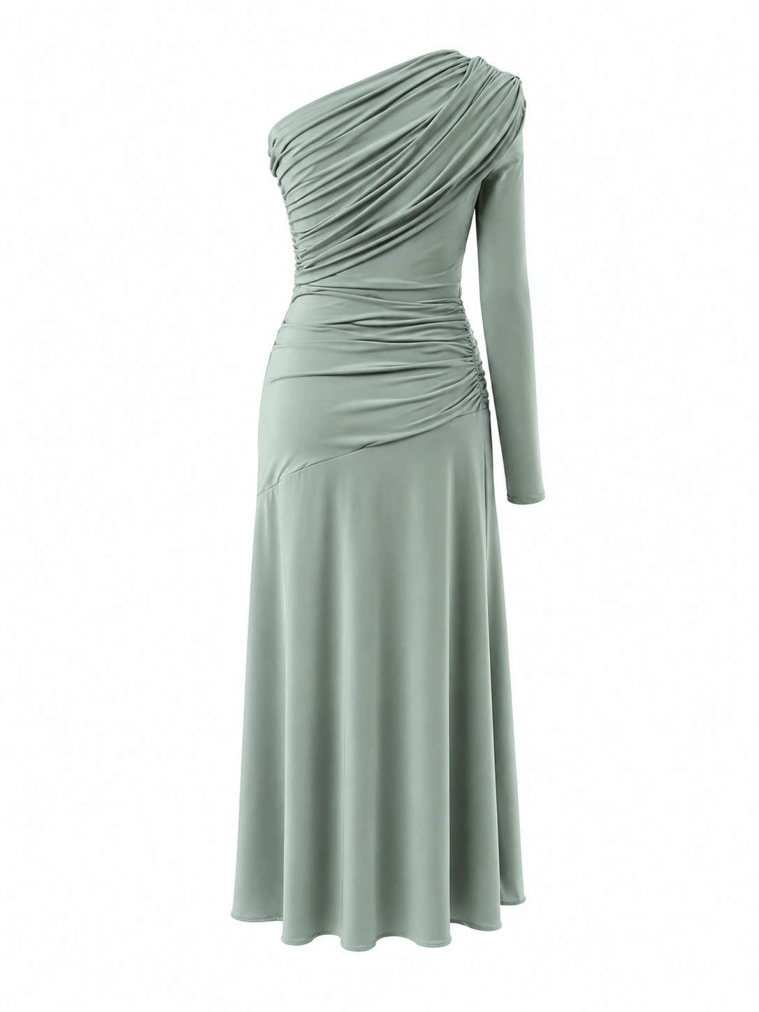 7753_verde (2) copia Vestido midi de punto de seda verde menta asimétrico