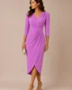 Vestido midi orquidea de crepe fluido con falda cruzada Vestido midi orquidea de crepe fluido con falda cruzada