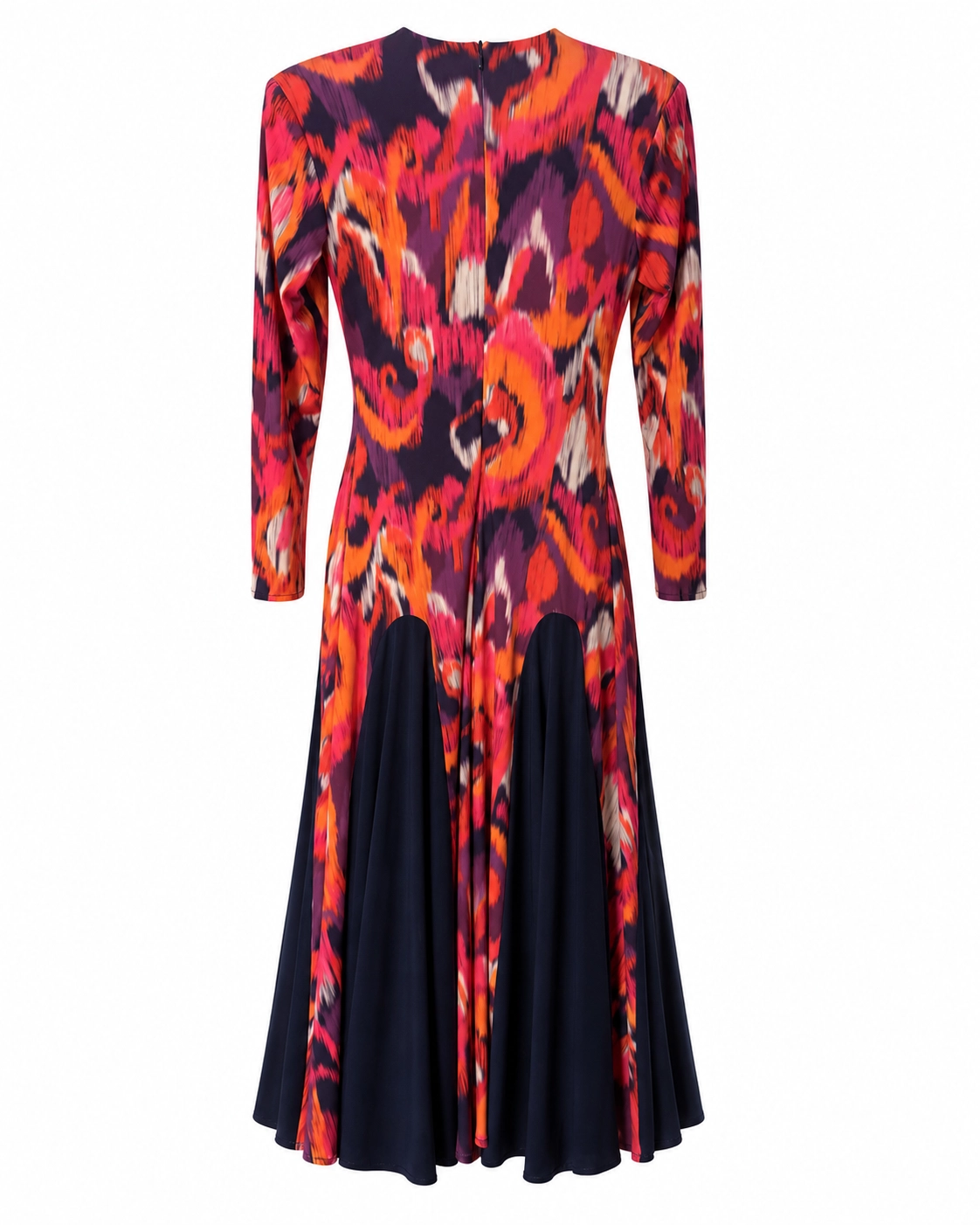 7770-1 (3) copia Vestido midi estampado con godets azul marino