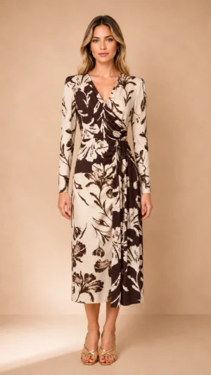Vestido midi estampado de punto de seda