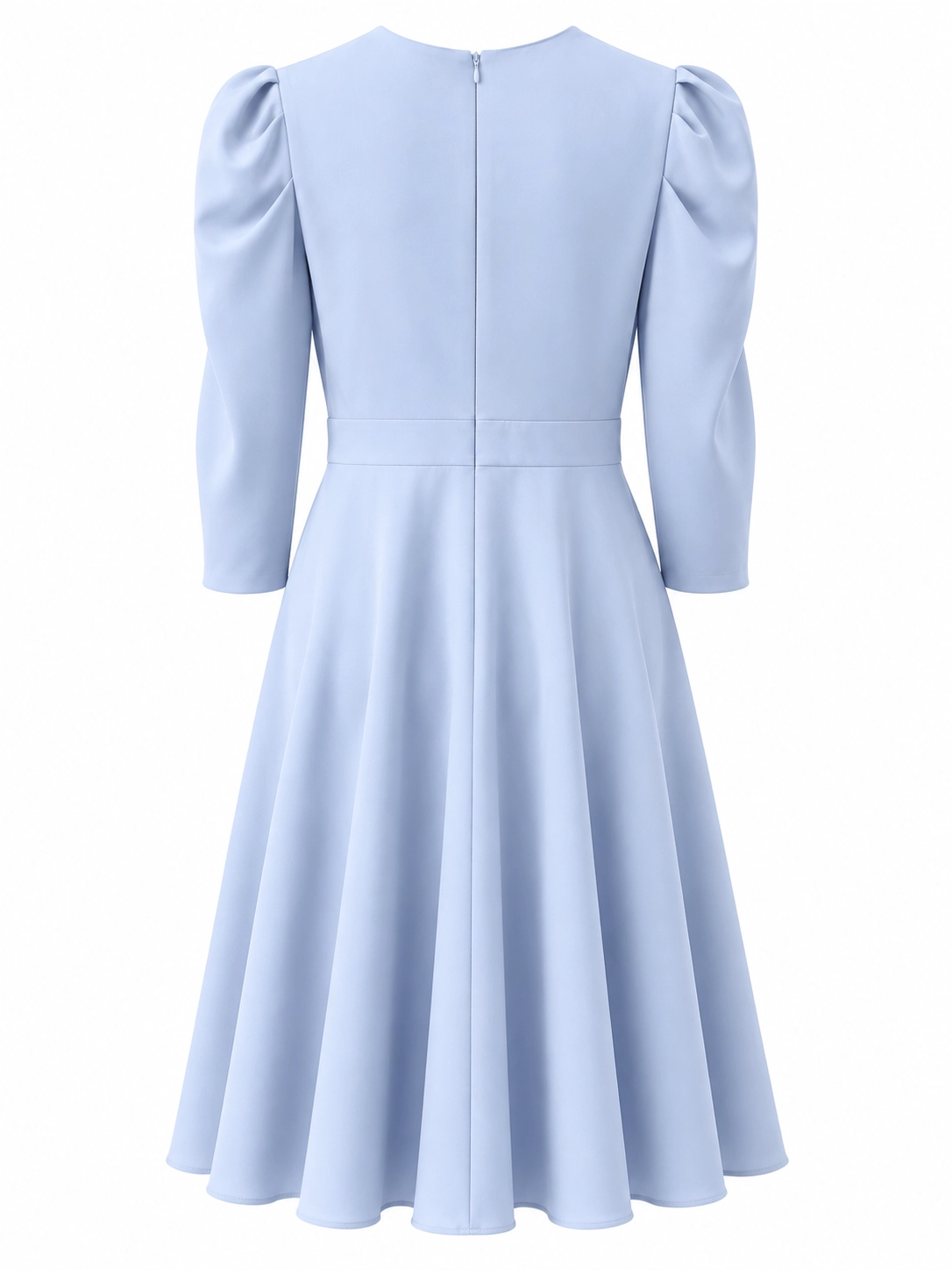 L100-azul (2) copia Vestido midi de crepé azul bebé con falda de capa