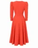 Vestido midi de crepé coral con falda de capa Vestido midi de crepé coral con falda de capa