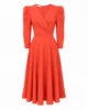 Vestido midi de crepé coral con falda de capa Vestido midi de crepé coral con falda de capa