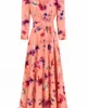 Vestido largo estampado de crepe con cinturón y abertura Vestido largo estampado de crepe con cinturón y abertura