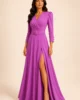 Vestido largo de crepe orquídea con cinturón y abertura Vestido largo de crepe orquídea con cinturón y abertura