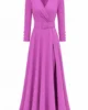 Vestido largo de crepe orquídea con cinturón y abertura Vestido largo de crepe orquídea con cinturón y abertura