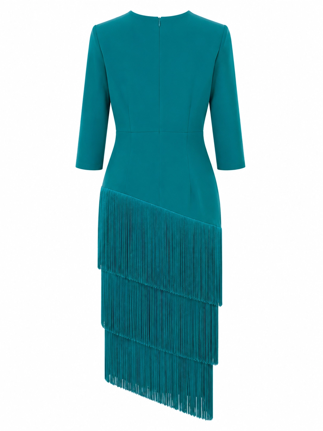 P107-petroleo (2) copia Vestido midi verde petróleo con falda de flecos
