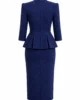 Vestido midi brocado azul marino con peplum Vestido midi brocado azul marino con peplum