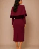 Conjunto de vestido midi con capa de terciopelo granate Conjunto de vestido midi con capa de terciopelo granate