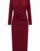 Conjunto de vestido midi con capa de terciopelo granate Conjunto de vestido midi con capa de terciopelo granate