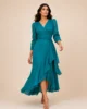 Vestido de gasa verde petróleo con flocado en zig zag Vestido de gasa verde petróleo con flocado en zig zag