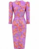 Vestido midi estampado orquídea con escote cruzado y drapeado Vestido midi estampado orquídea con escote cruzado y drapeado