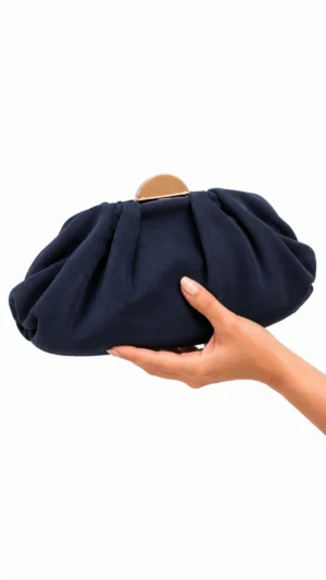 Ylma modas vestidos de fiesta, novia y comunión Bolso pochette azul marino de antelina