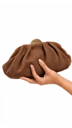 Ylma modas vestidos de fiesta, novia y comunión Bolso pochette marrón de antelina