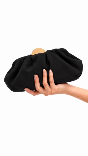 Ylma modas vestidos de fiesta, novia y comunión Bolso pochette negro de antelina