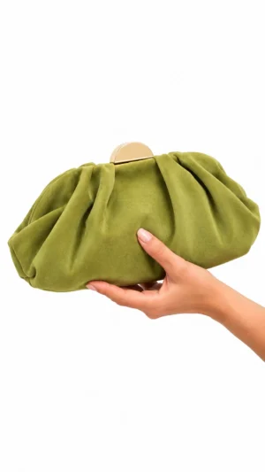 Ylma modas vestidos de fiesta, novia y comunión Bolso pochette verde oliva de antelina