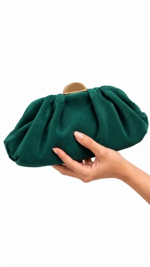 Ylma modas vestidos de fiesta, novia y comunión Bolso pochette verde esmeralda de antelina
