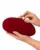 Bolso clutch granate ovalado de antelina Bolso clutch granate ovalado de antelina