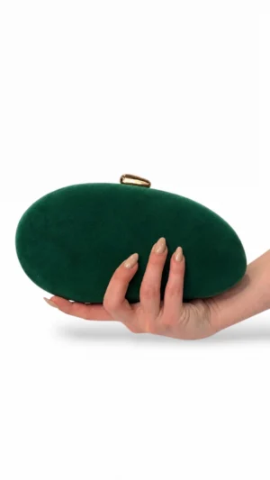 Ylma modas vestidos de fiesta, novia y comunión Bolso clutch verde botella ovalado