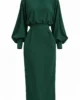 Vestido midi verde botella con manga abullonada Vestido midi verde botella con manga abullonada