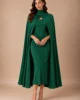 Conjunto vestido midi verde botella y capa de punto Conjunto vestido midi verde botella y capa de punto