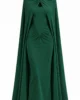 Conjunto vestido midi verde botella y capa de punto Conjunto vestido midi verde botella y capa de punto