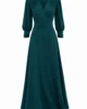 Vestido largo verde petróleo de gasa con cinturón Vestido largo verde petróleo de gasa con cinturón