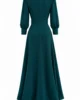 Vestido largo verde petróleo de gasa con cinturón Vestido largo verde petróleo de gasa con cinturón