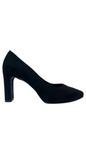 Zapato de salón negro de ante con plataforma