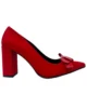 Zapato de salón rojo de ante con lazo de charol Zapato de salón rojo de ante con lazo de charol