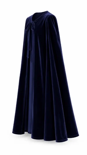 Ylma modas vestidos de fiesta, novia y comunión Capa larga de terciopelo azul marino con lazada