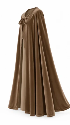 Ylma modas vestidos de fiesta, novia y comunión Capa larga de terciopelo camel con lazada