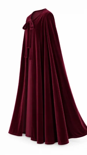 Ylma modas vestidos de fiesta, novia y comunión Capa larga de terciopelo granate con lazada